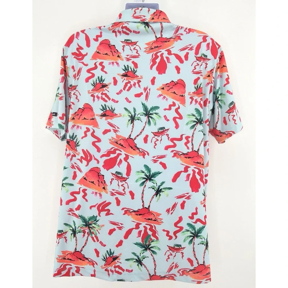 Bad Birdie Polo Shirt Men 2XL Tropical Island Golf Performance‎ Stretch